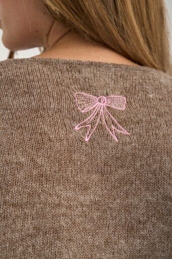 Nümph - Nuyppa Embroidery Pullover 707599 - Taupe Gray Melange Strikbluser 