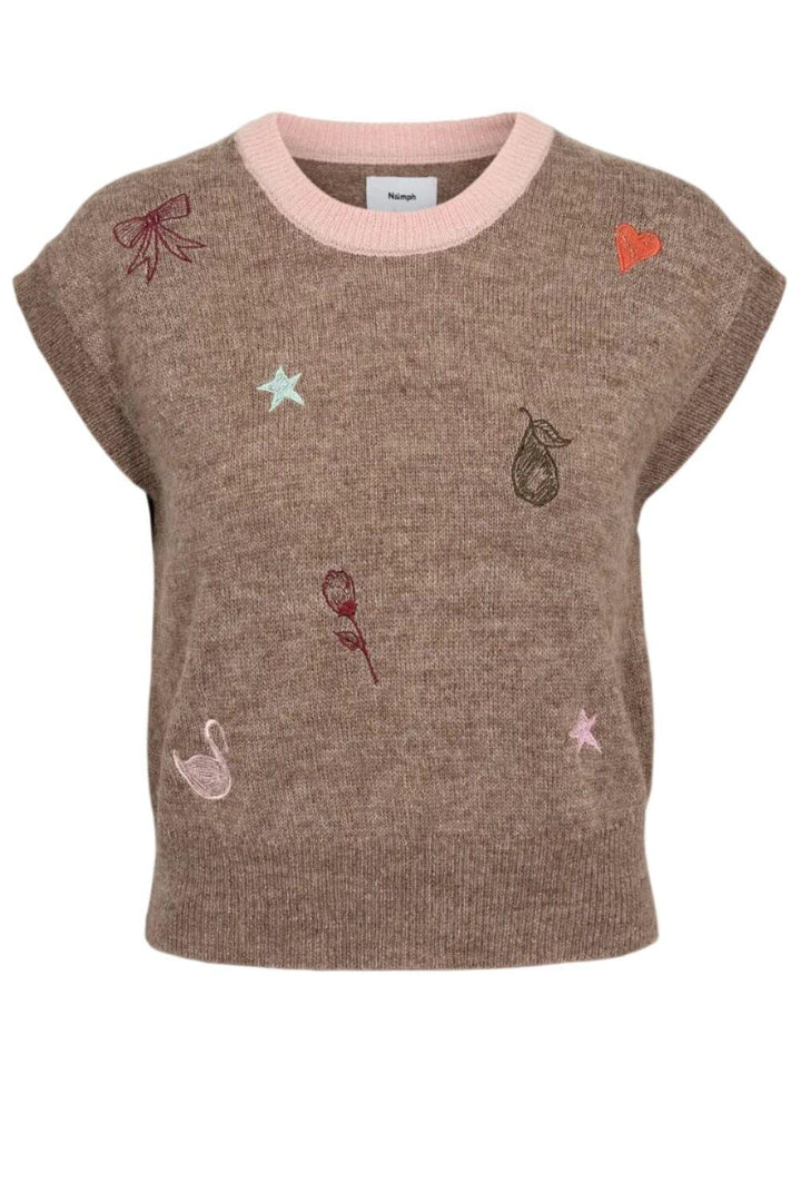 Nümph - Nuyppa Embroidery Vest 707510 - Taupe Gray Melange Veste 
