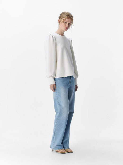 Object - Objandrea Re L/S O-Neck Top - 4807954 White Sand