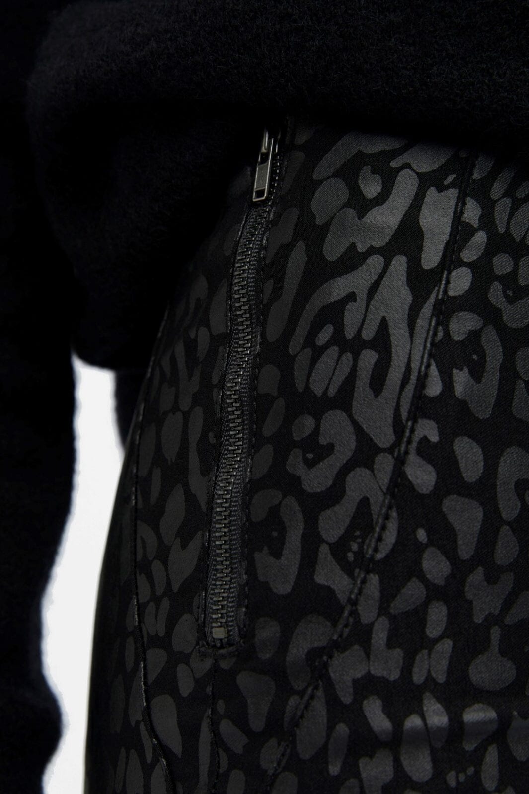 Object - Objbelle Coated Leggings - Black/Animal Bukser 