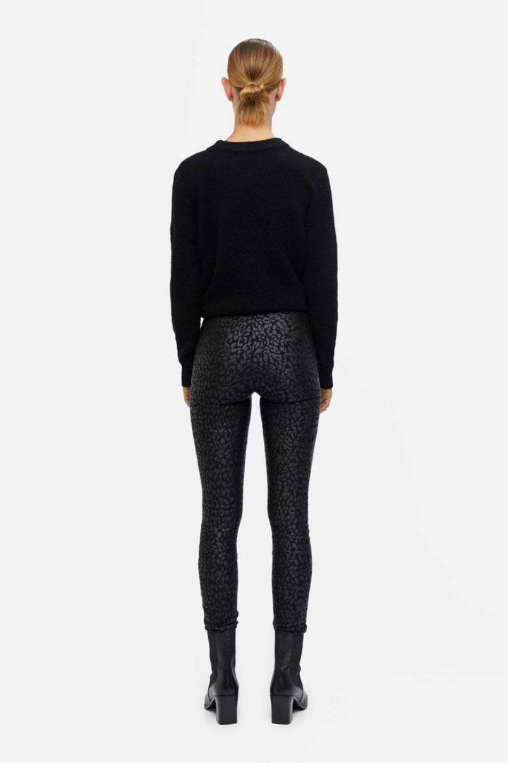 Object - Objbelle Coated Leggings - Black/Animal Bukser 