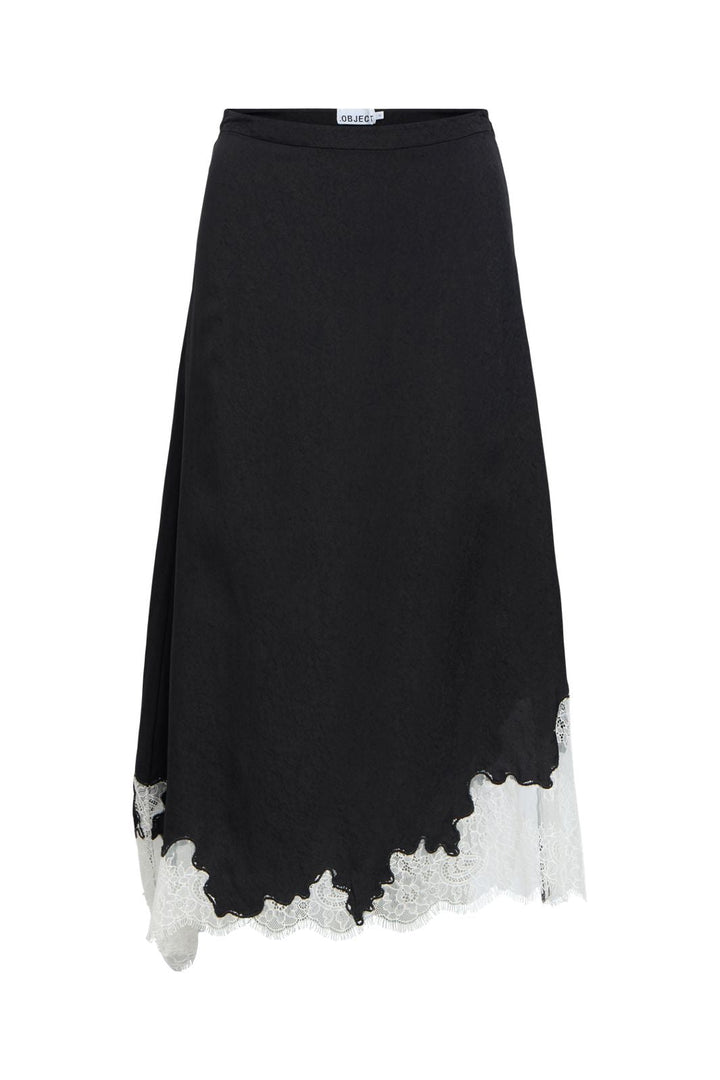 Object - Objdalme Long Lace Skirt Aw Fair 25 - 5065716 Black White Lace