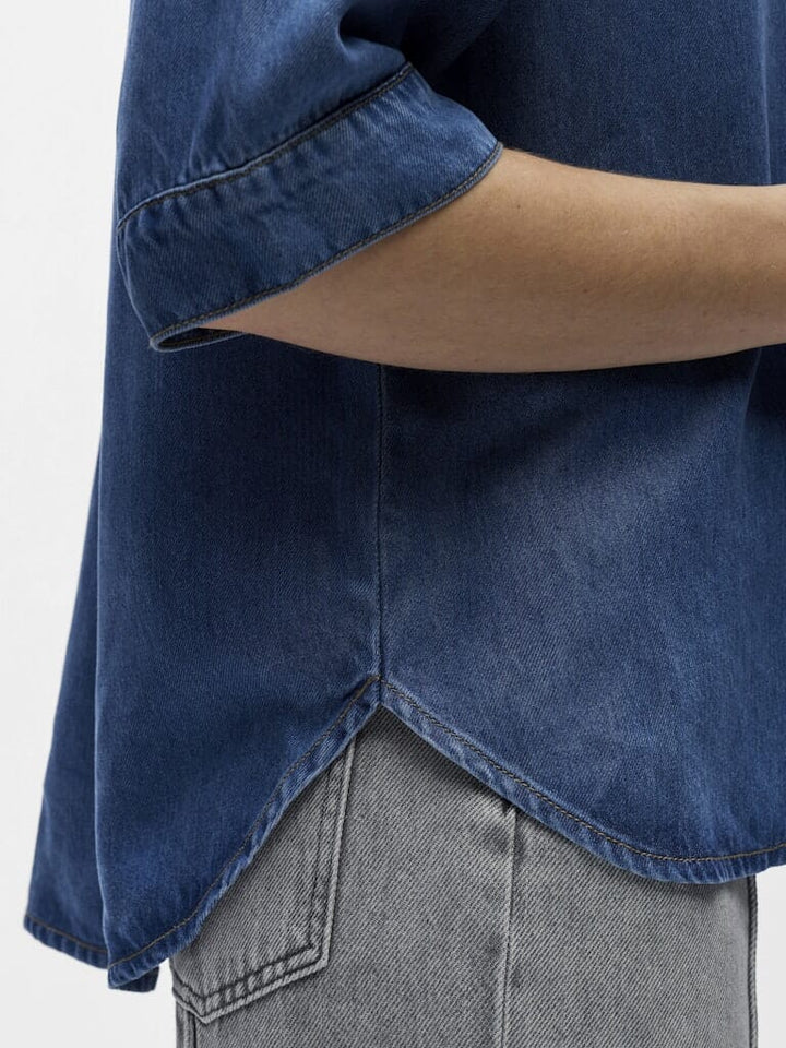 Object - Objframe 2/4 Re Denim Top - 4706105 Medium Blue Denim Skjorter 
