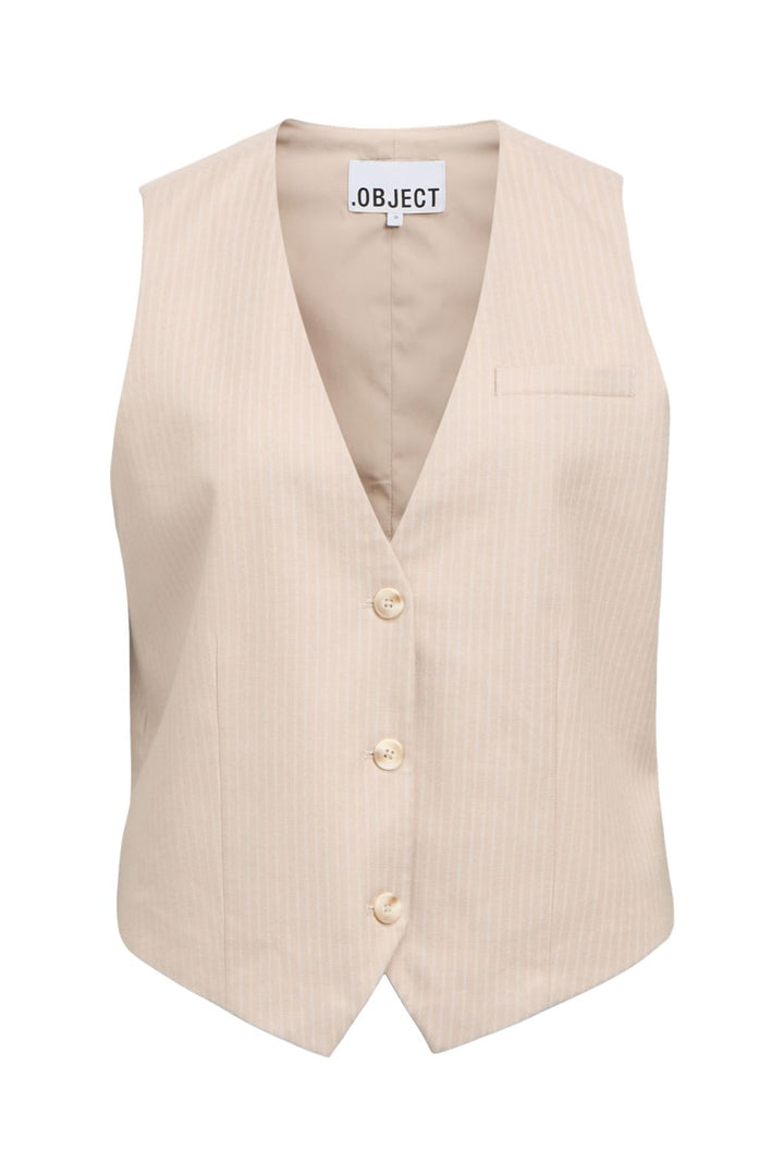 Object - Objlisa Re Short Waistcoat - 4925622 Sandshell Cloud Dancer