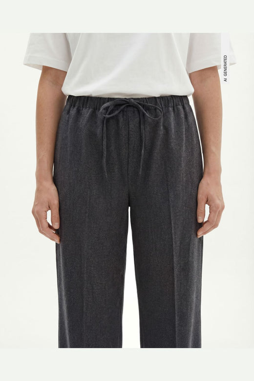 Object - Objlisa Tie Wide Pant - 5191831 Medium Grey Melange