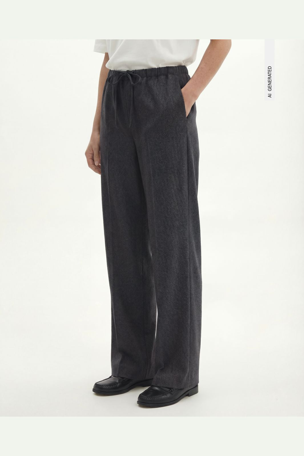 Object - Objlisa Tie Wide Pant - 5191831 Medium Grey Melange