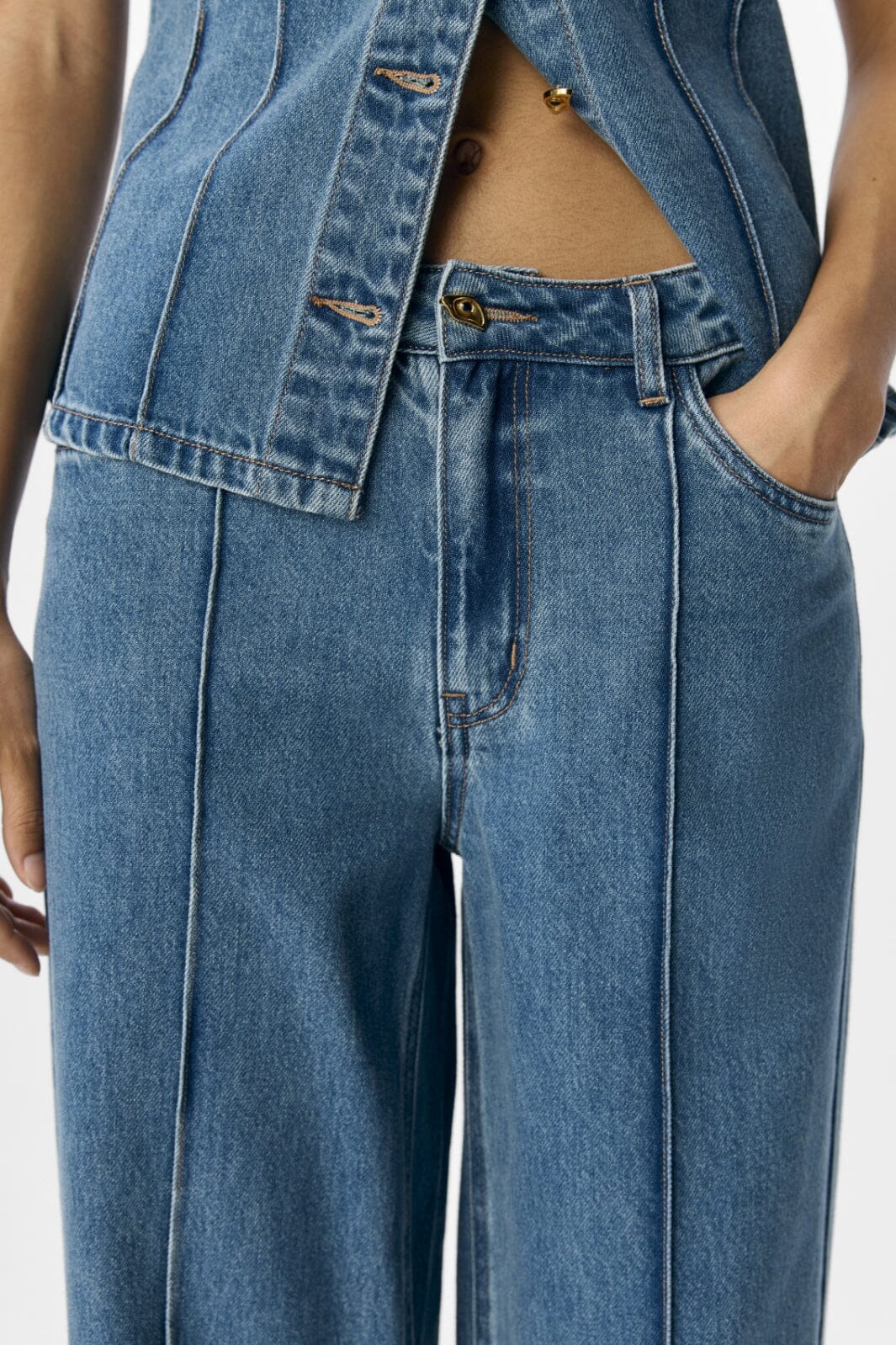 Object - Objmoji Divona Wide Jeans 140 - 4823949 Medium Blue Denim
