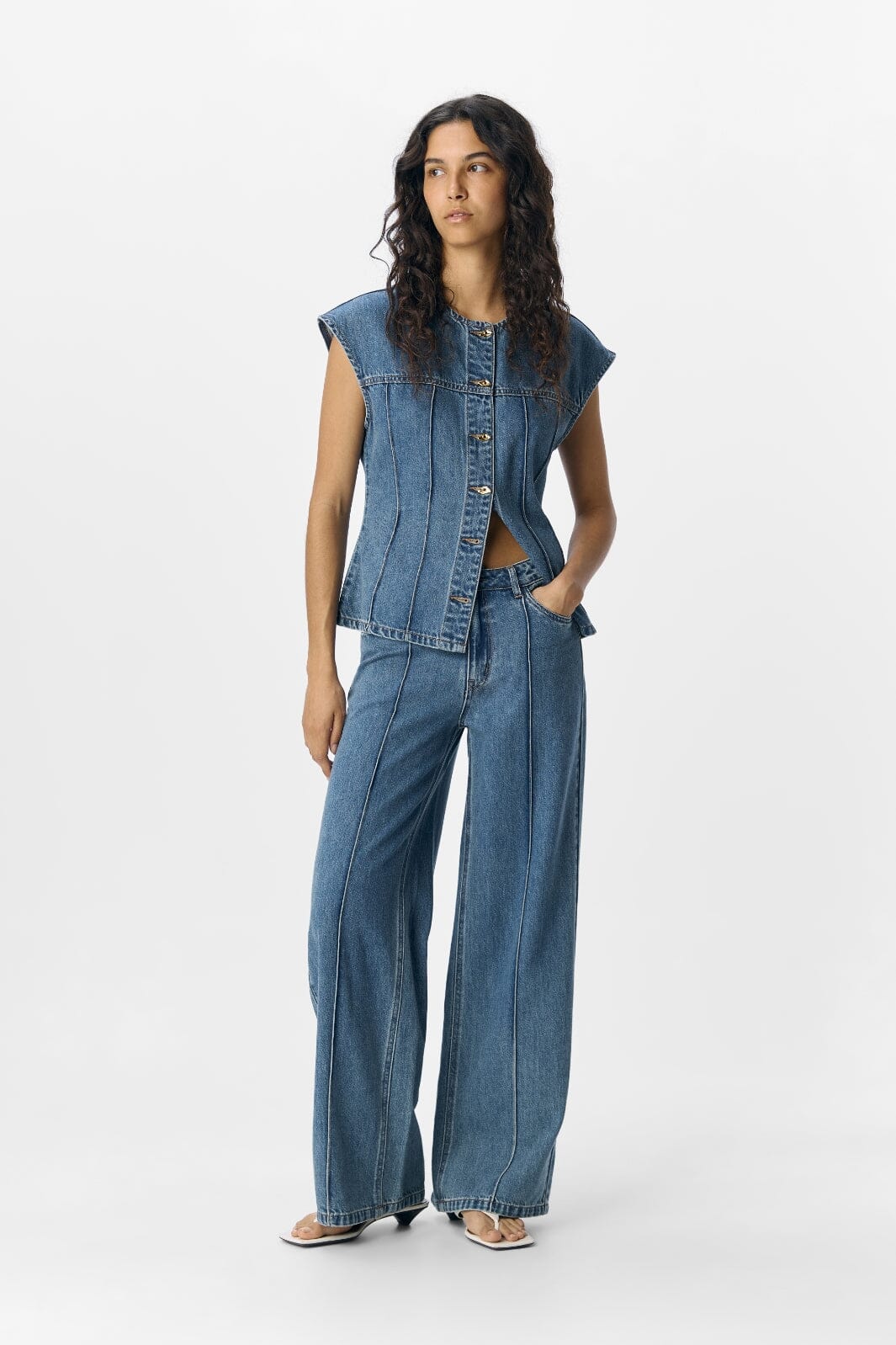Object - Objmoji Divona Wide Jeans 140 - 4823949 Medium Blue Denim