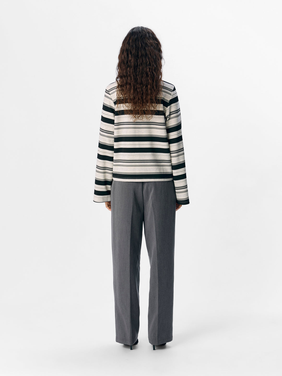 Object - Objpollo L/S Polo Top Dfw - 4828290 Light Grey Melange Black-Cd Bluser 