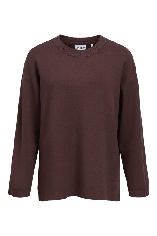 Object - Objreynard L/S Lo Knit Pullover - 5104039 Seal Brown