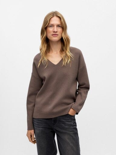 Object - Objreynard V-Neck Pullover - 4649720 Morel Strikbluser 