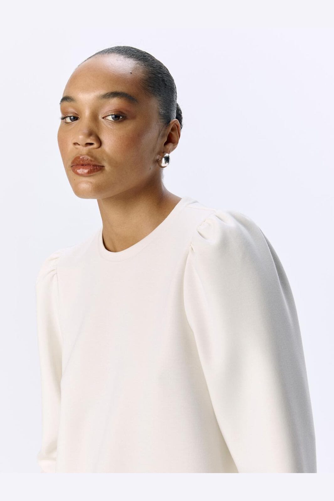 Object - Objandrea Re L/S O-Neck Top - 4807954 White Sand