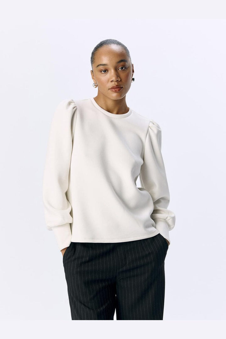 Object - Objandrea Re L/S O-Neck Top - 4807954 White Sand