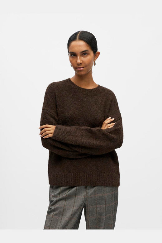 Object - Objsaggia Ls Lo Pullover - 4872679 Seal Brown Melange
