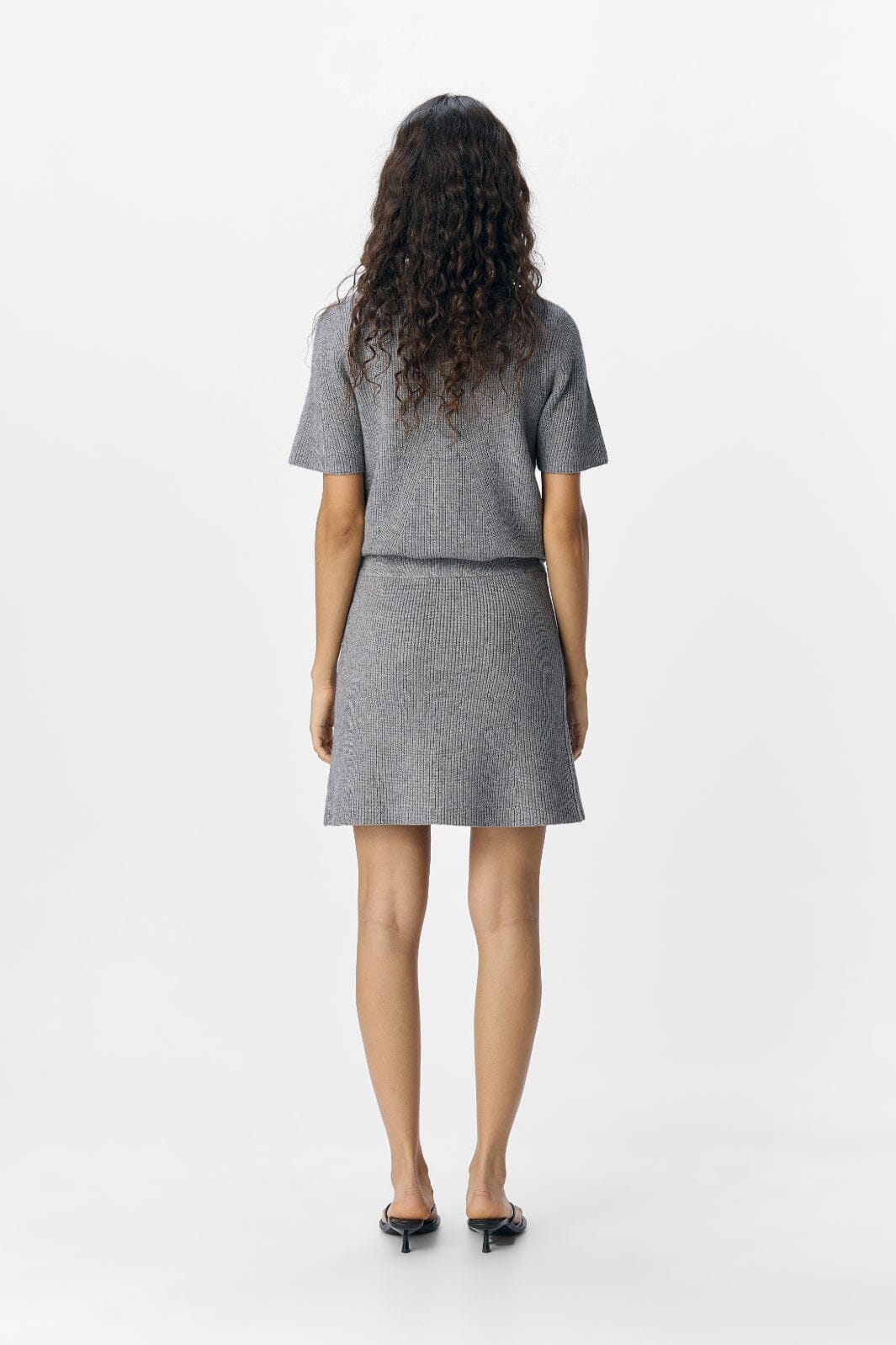 Object - Objviola Re Short Knit Skirt - 4789501 Medium Grey Melange Nederdele 