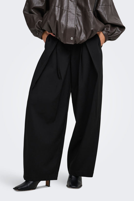 Only - Asmine Pleat Barrel Pant Tlr - 5190043 Black Bukser 