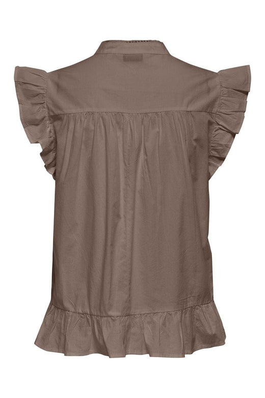 Only - Onladda S/L V-Neck Top - 4957295 Brown Lentil