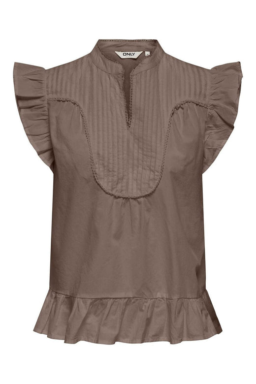 Only - Onladda S/L V-Neck Top - 4957295 Brown Lentil