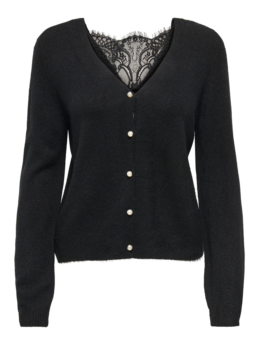 Only - Onladele Ls Lace Mix Revers Cardi Cc Knt - 4852367 Black Black Lace Cardigans 