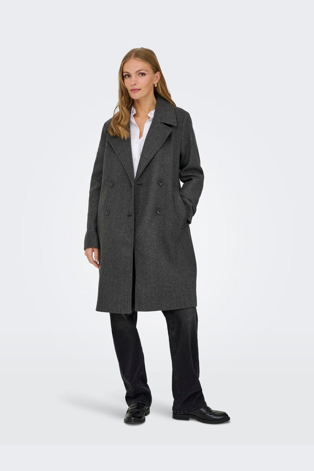 Only - Onladina Long Coat Cc - 4852110 Dark Grey Melange