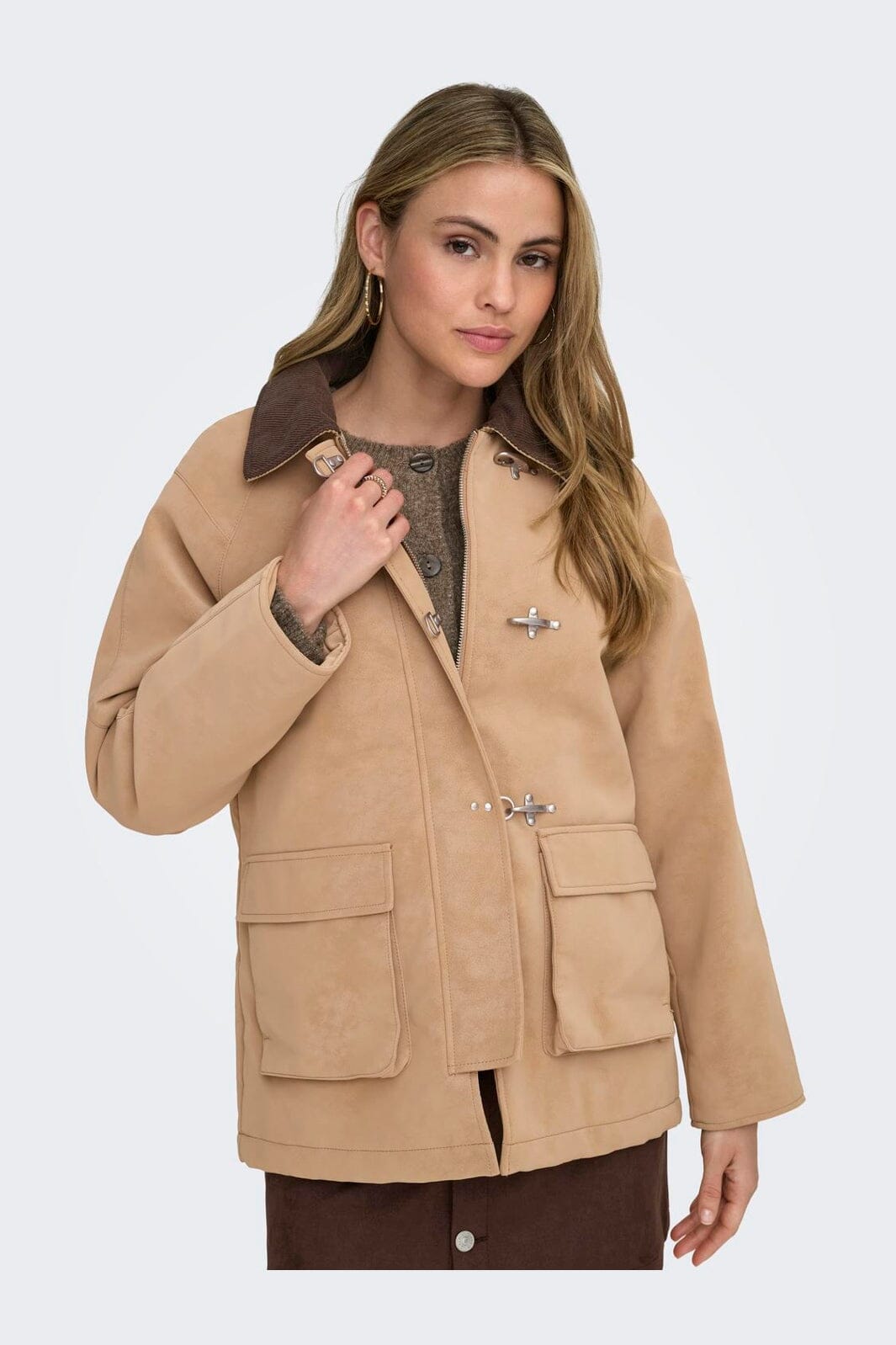 Only - Onlaggie Faux Suede Contrast Jacket - 4960014 Tannin