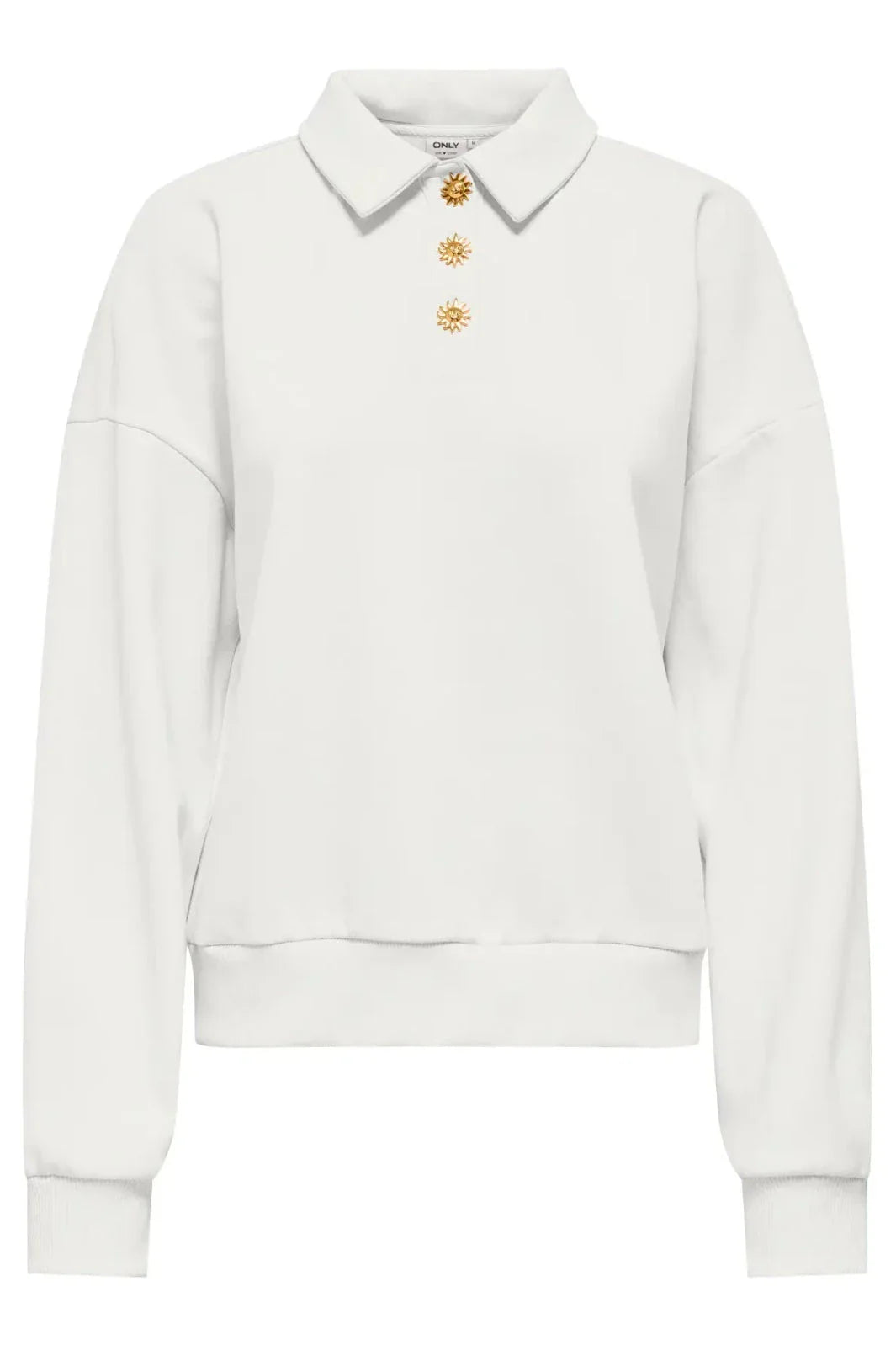 Only - Onlagnes L/S Polo Pr Swt - 5059830 Cloud Dancer Light Gold Buttons Sweatshirts 