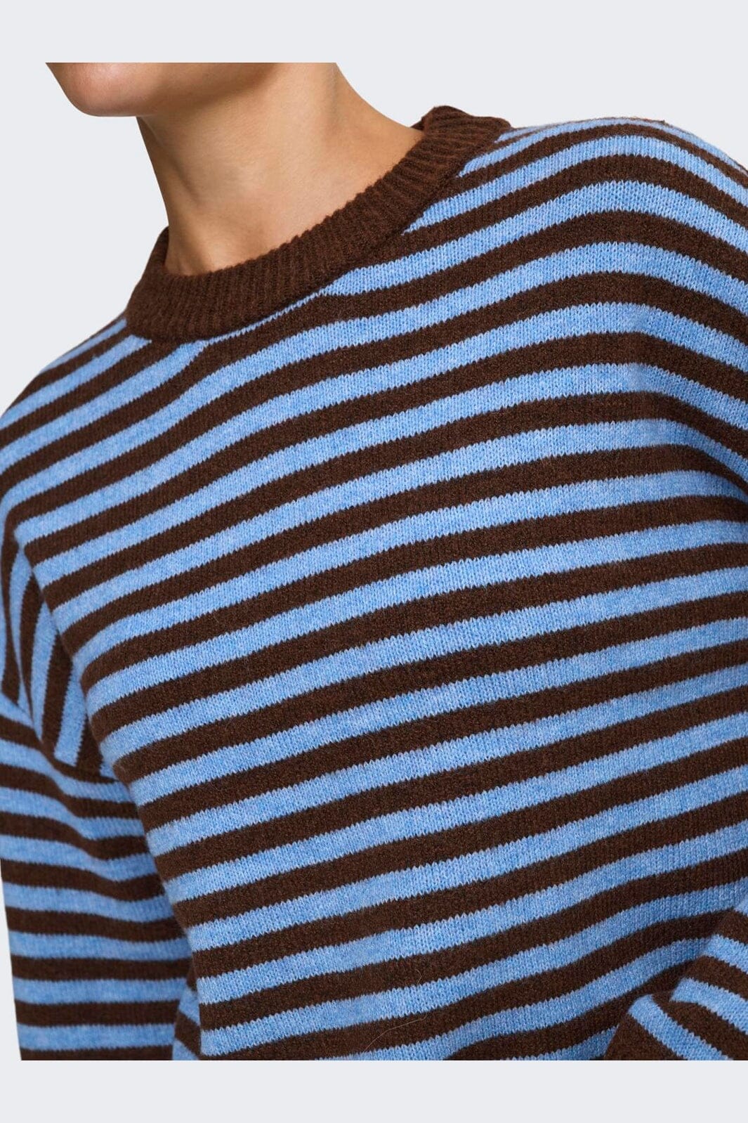 Only - Onlalivia Ls O-Neck Stripe Nca Knt - 5124909 Downtown Brown Campanula