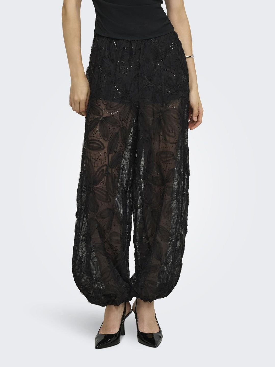 Only - Onlalvina Sequin Balloon Pants - 5135332 Black Bukser 