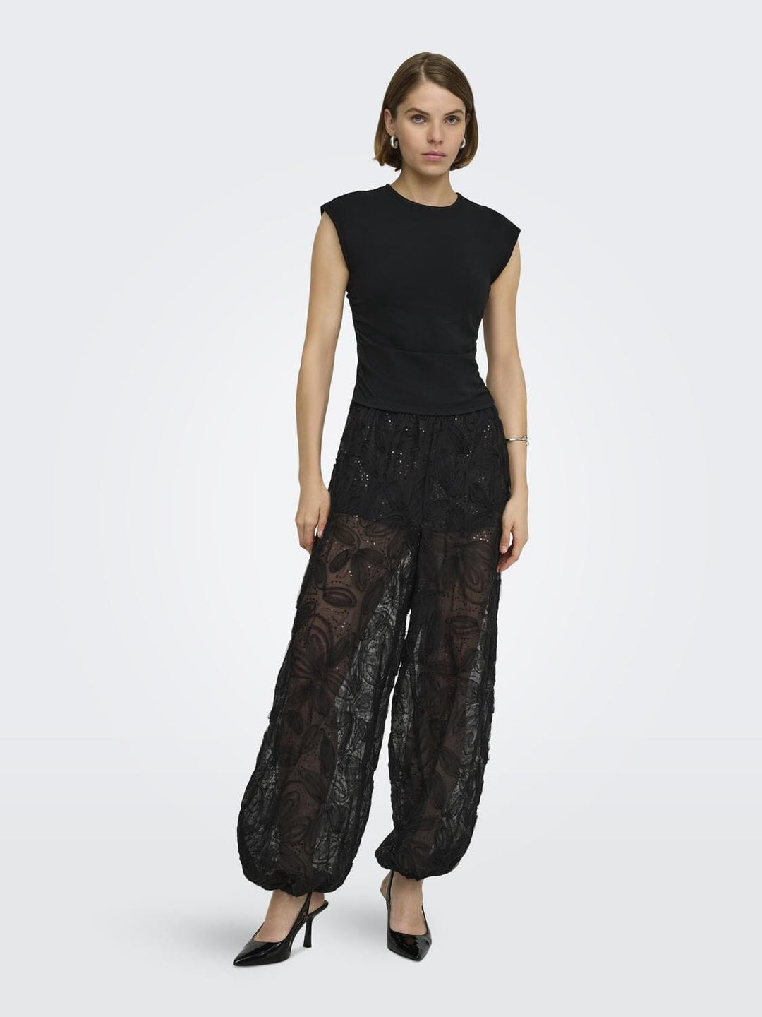 Only - Onlalvina Sequin Balloon Pants - 5135332 Black Bukser 