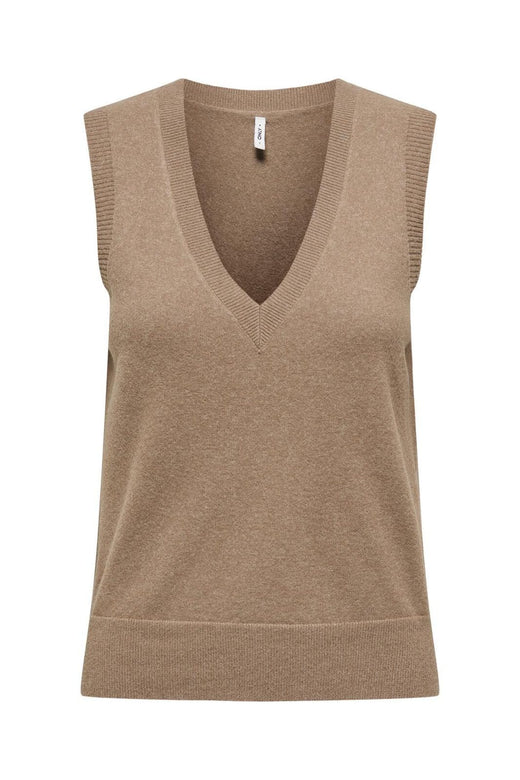 Only - Onlama Life Sl V-Neck Vest Cc Knt - 4885862 Toasted Coconut Melange