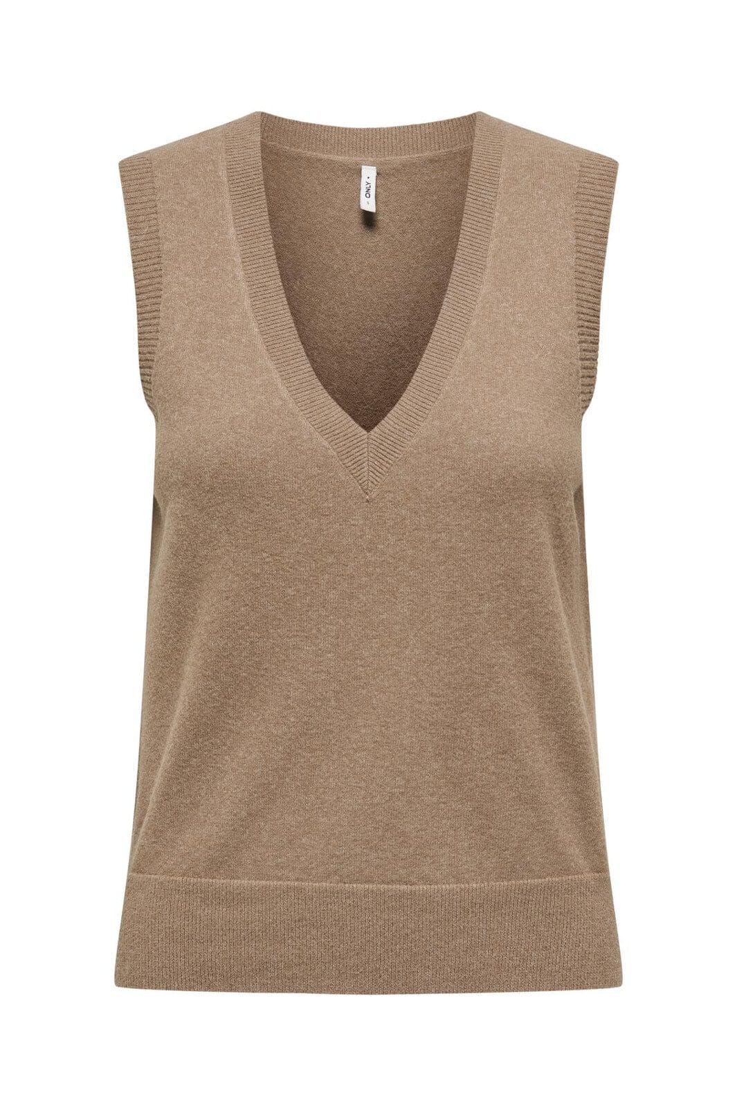 Only - Onlama Life Sl V-Neck Vest Cc Knt - 4885862 Toasted Coconut Melange