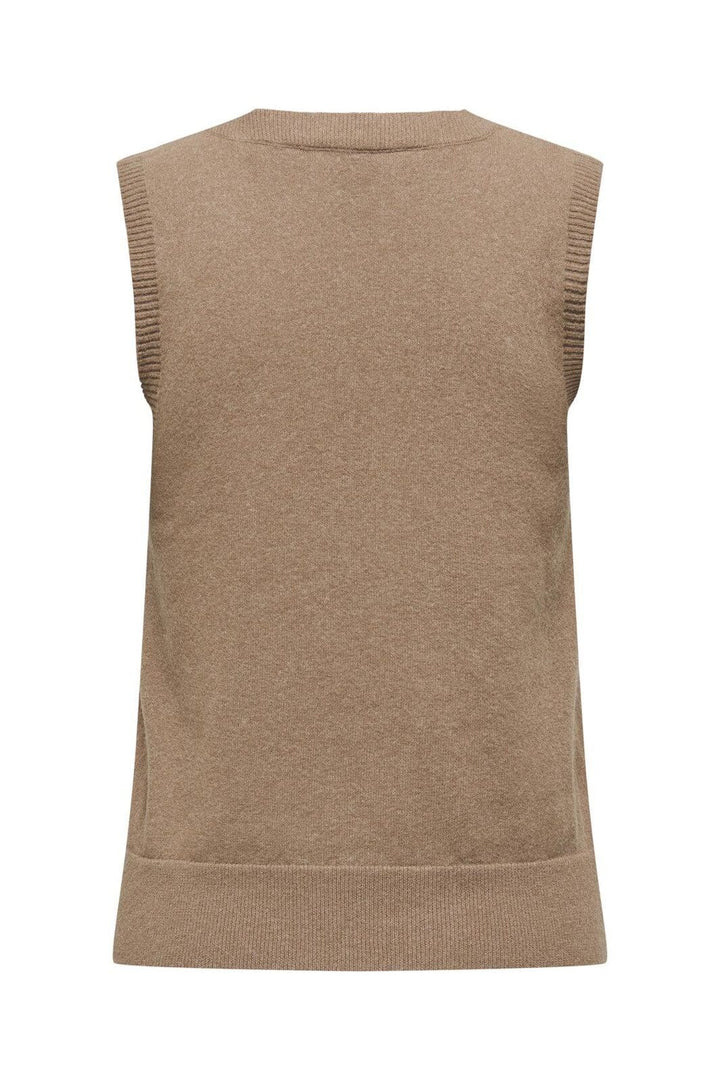 Only - Onlama Life Sl V-Neck Vest Cc Knt - 4885862 Toasted Coconut Melange