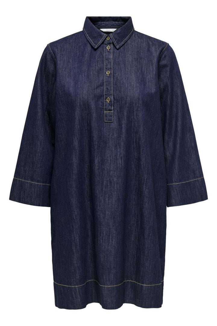 Only - Onlamari 3/4 Short Dress - 4960597 Blue Denim Contrast Stitch Kjoler 