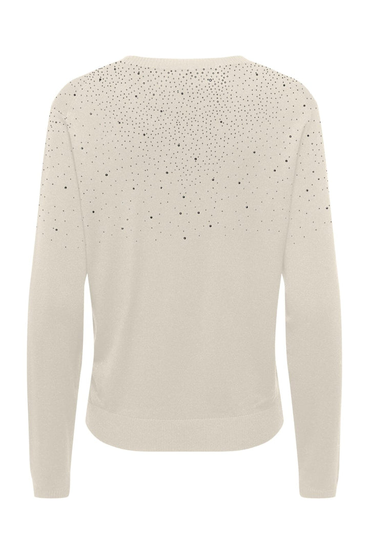 Only - Onlanabella Ls Bling O-Neck Knt - 4894552 Birch W. Dark Silver Toppe 