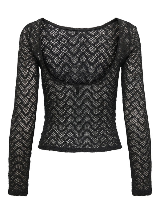 Only - Onlangila L/S Deep Back Top Box - 4877602 Black Bluser 