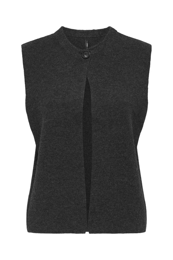 Only - Onlanneli Life Sl Button Vest Cc Knt - 4776294 Dark Grey Melange