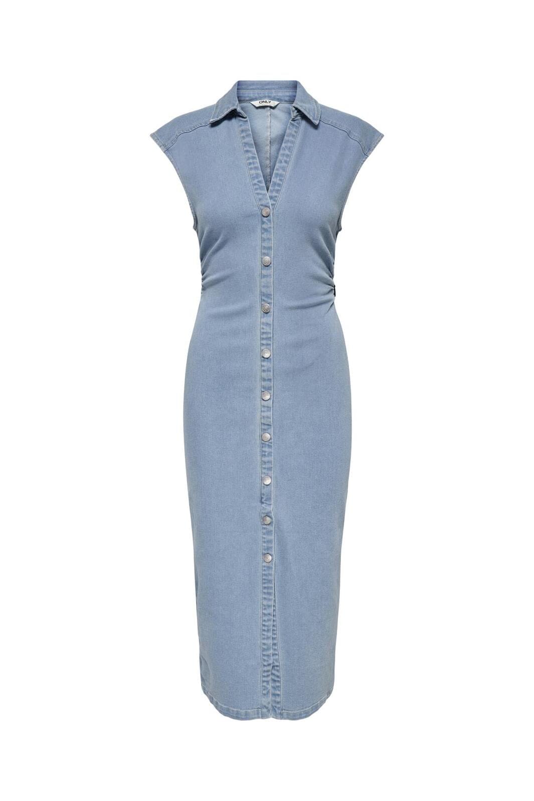 Only - Onlbabe Capsleeve Midi Dress 15351429 - 4797710 - Light Blue Denim