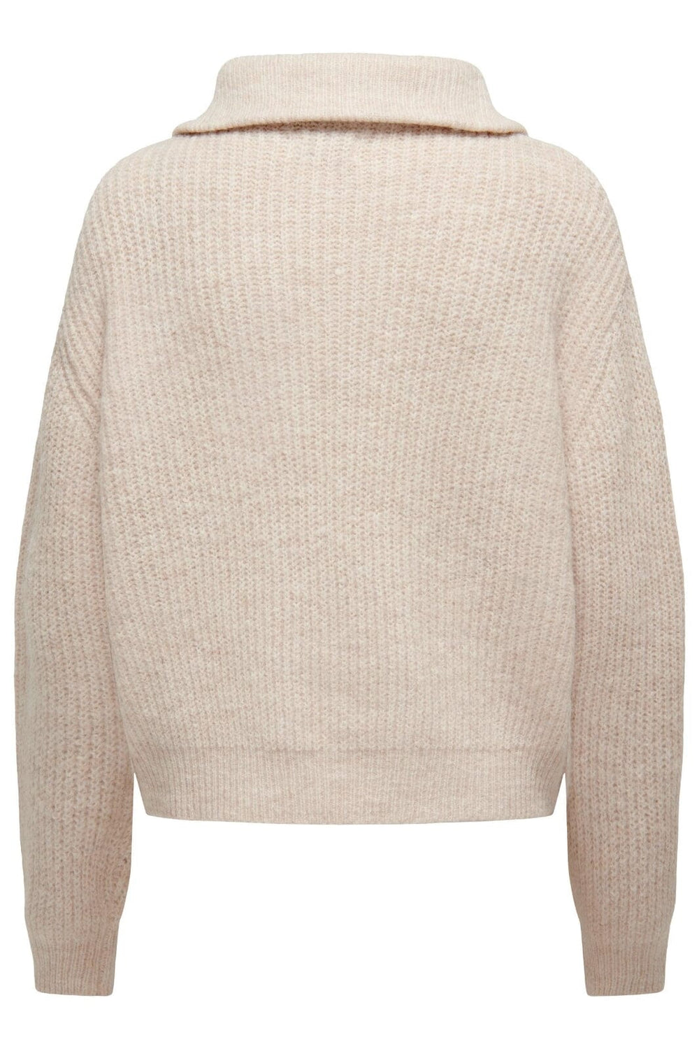 Only - Onlbaker L/S Zip Pullover Knt - 4117785 Cloud Dancer Melange Strikbluser 