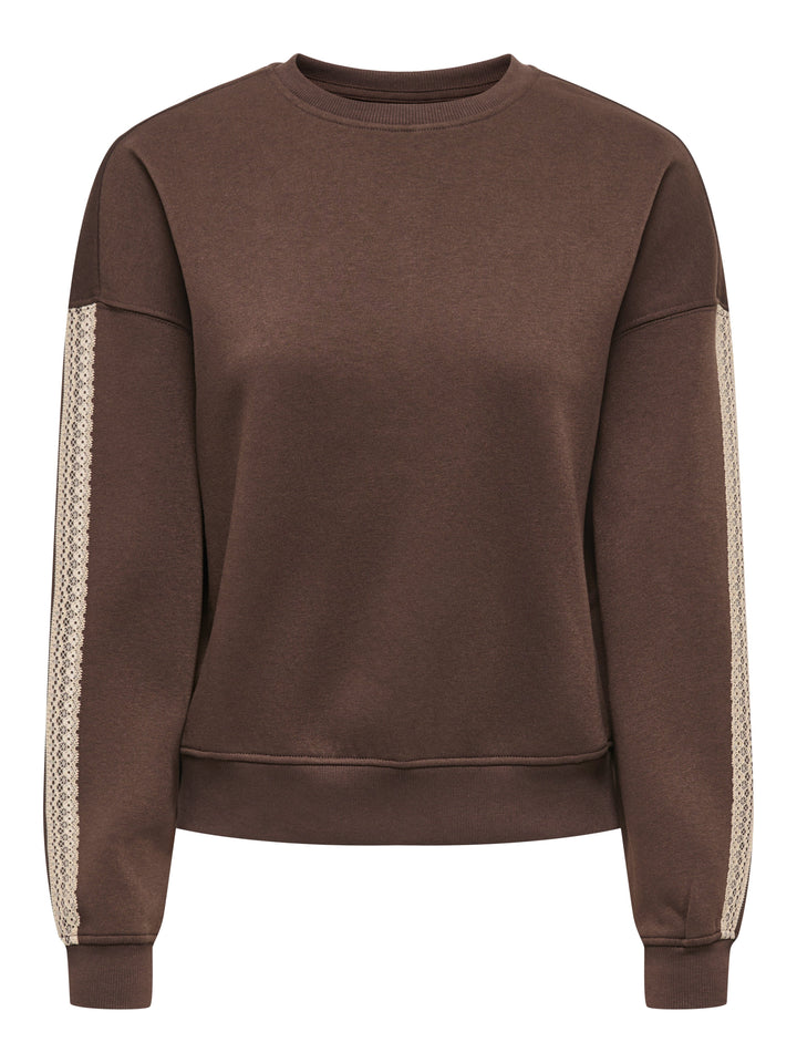 Only - Onlbeauty L/S Crew Neck Swt - 5190774 Coffee Bean Lace Irish Cream Sweatshirts 