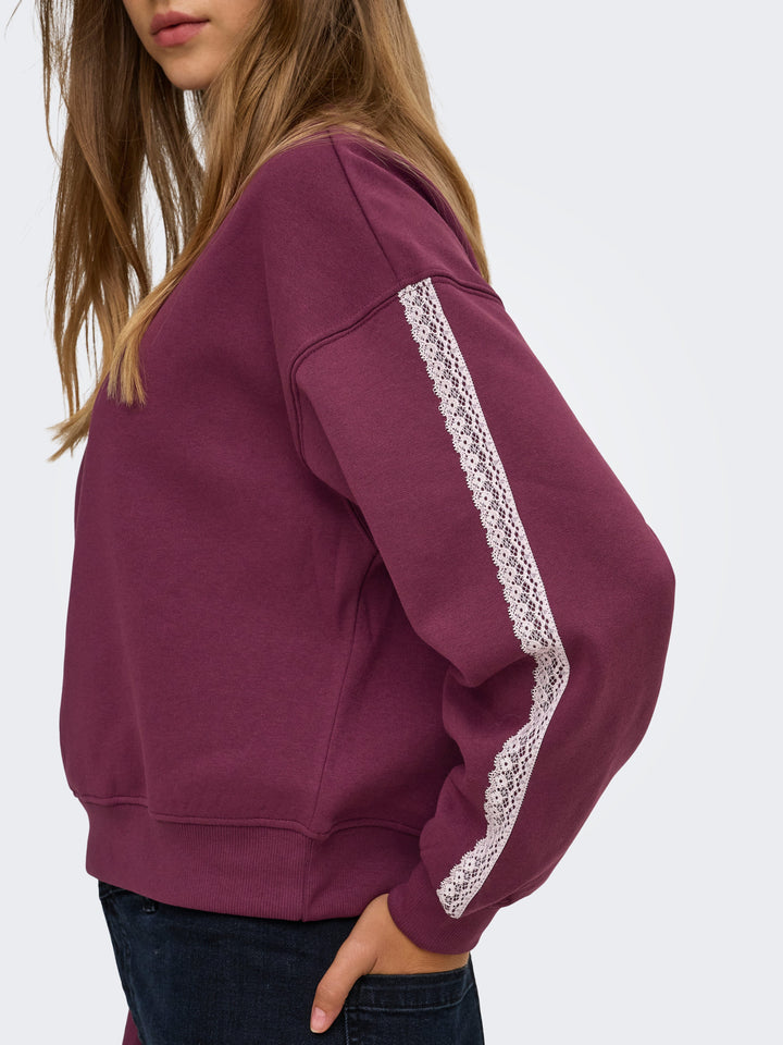 Only - Onlbeauty L/S Crew Neck Swt - 5190775 Fig Lace Pale Lilac Sweatshirts 