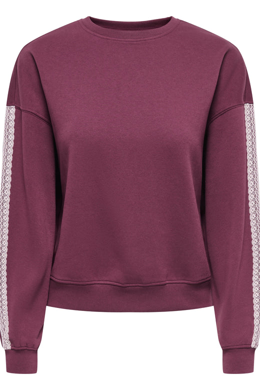 Only - Onlbeauty L/S Crew Neck Swt - 5190775 Fig Lace Pale Lilac Sweatshirts 