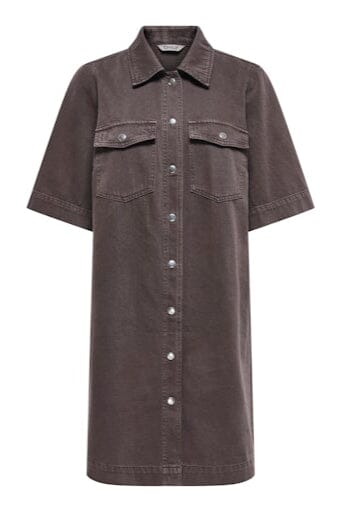 Only - Onlbelle-Silla S/S Button Dress - 4839775 Seal Brown Kjoler 