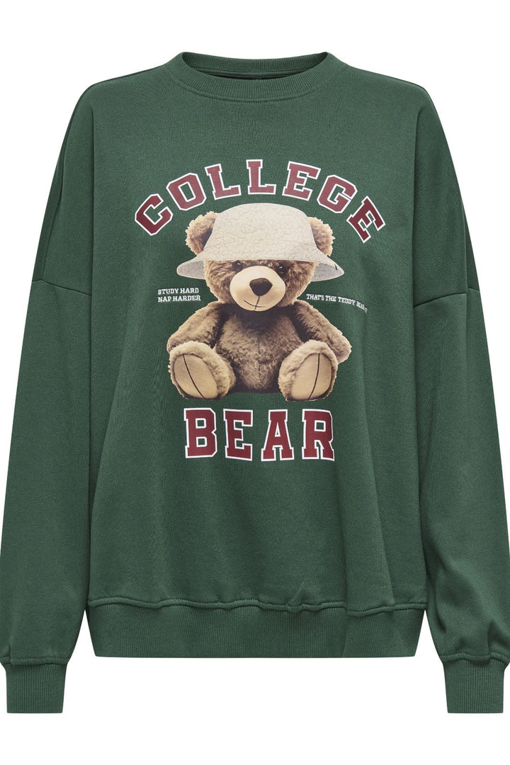 Only - Onlbila L/S Bear O-Neck Swt - 4839513 Pineneedle College Sweatshirts 