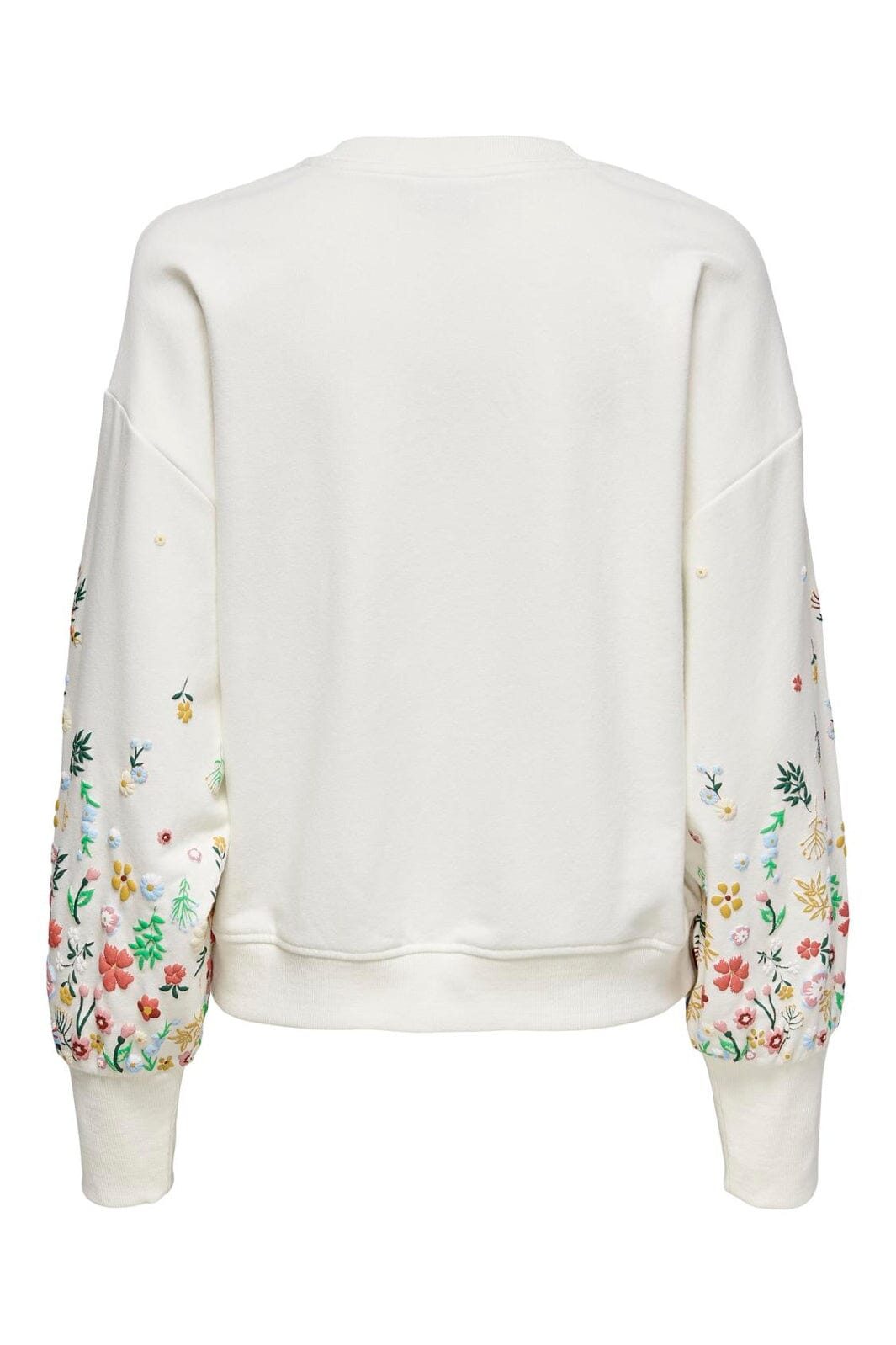 Only - Onlbrooke L/S O-Neck Flower Swt - 4236763 Cloud Dancer Sleeve Flower