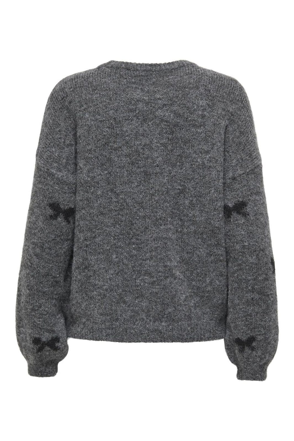 Only - Onlbrunhilda Life Ls Bow O-Neck Knt - 4947221 Medium Grey Melange Black/Mini Bow