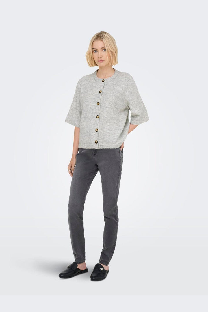 Only - Onlcamilla S/S Cardigan Knt - 4758829 Light Grey Melange