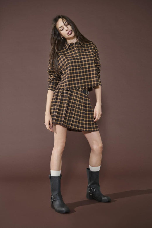 Only - Onlcat Life L/S Check Shirt - 4859341 Chipmunk Black Coffee