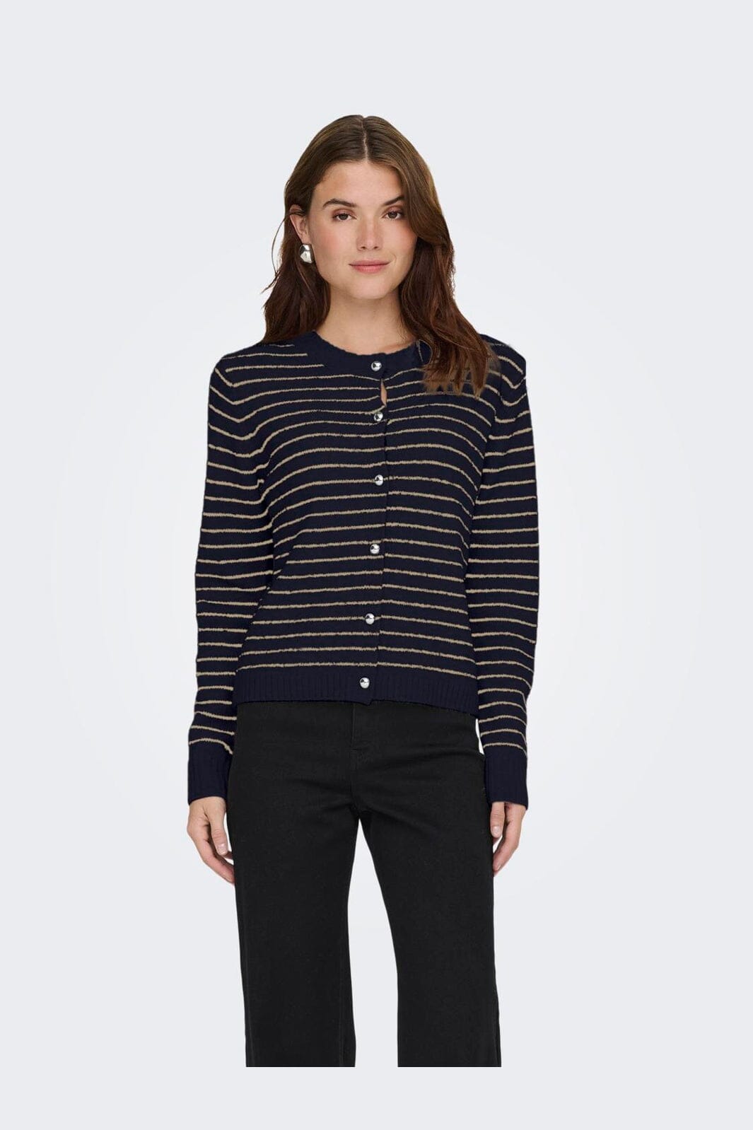 Only - Onlchester Life Ls Stripe Cardi Cc Knt - 4959096 Night Sky Humus/Mel/Silver Button
