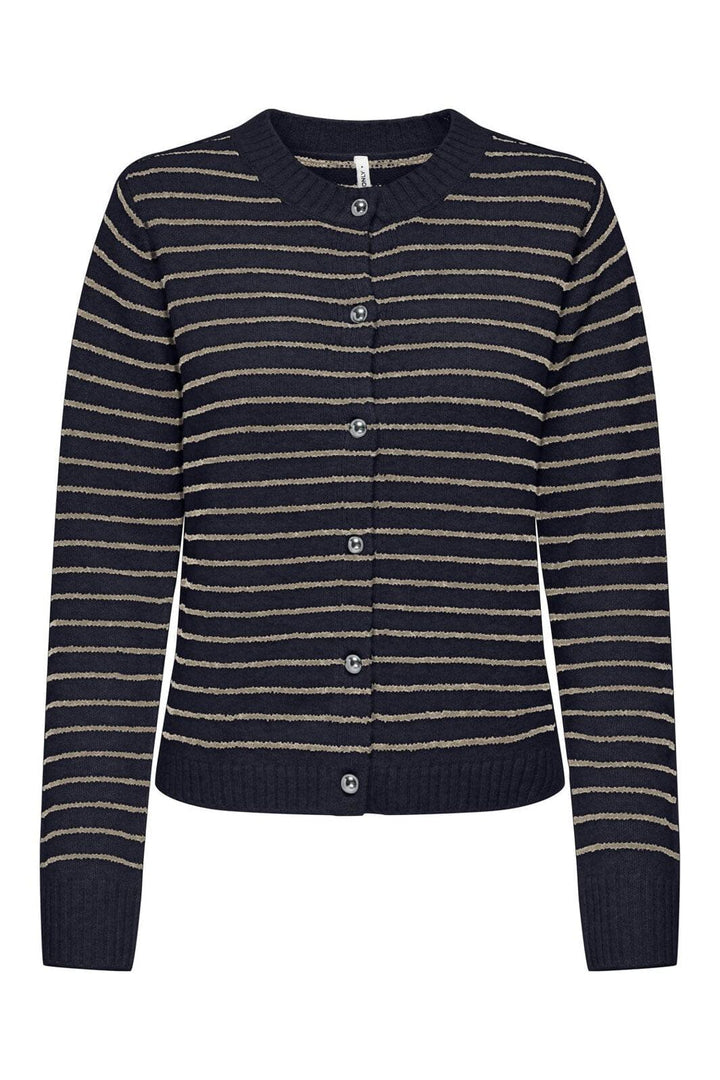 Only - Onlchester Life Ls Stripe Cardi Cc Knt - 4959096 Night Sky Humus/Mel/Silver Button