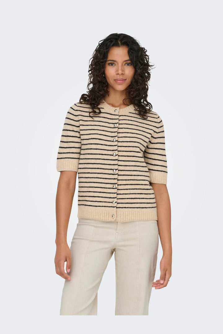 Only - Onlchester Life Ss Stripe Cardi Cc Knt - 4917601 Humus Night Sky/Mel/Silver Button